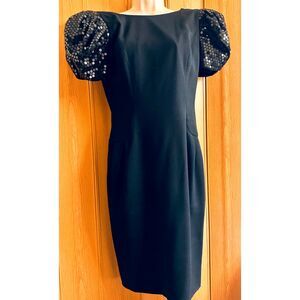 Morton Myles VTG 80's Saks Fifth Ave. Puffy Sequin Sleeves Glam Cocktail Dress 4